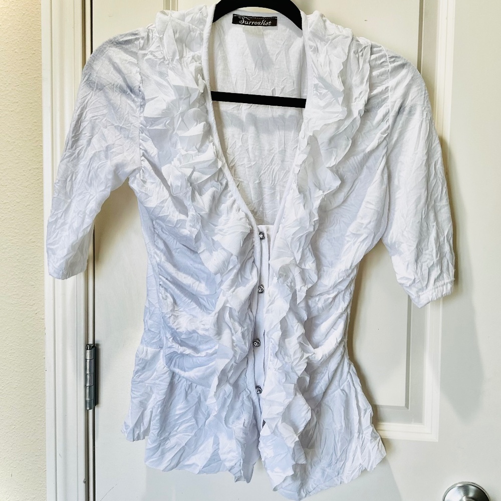 Women’s Ruffle Rhinestone Shirt